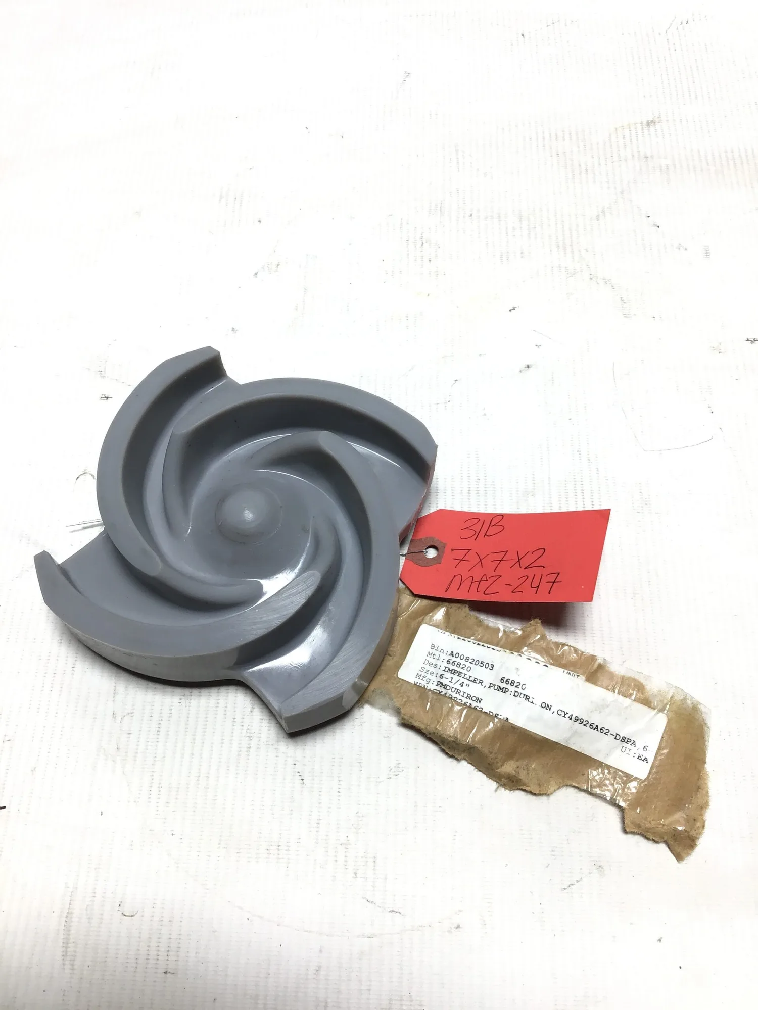 Durco Duriron 6-1/4″ Pump Impeller CY49926A62-DSPA A00820503 66820