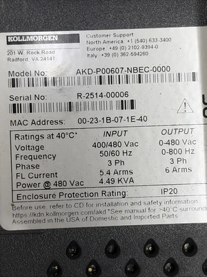 New | in-Stock Kollmorgen AKD-P00607-NBEC-0000 Servo Drives Indiana US | J&J Industrial Supply #1550131