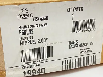 NEW HOFFMAN NVENT WIREWAY NIPPLE LAY-IN HINGED COVER 6" X 6" X 2" GRAY STEEL