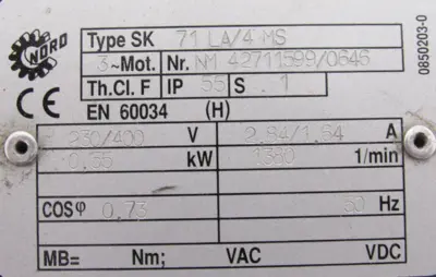 NEW NORD SK71LA/4MS GEAR MOTOR SK12-71L/40MS 16.73:1 SK71LA4MS