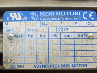 Used NERI MOTORI _UNKNOWN_ Motors (misc) Indiana US | Arrow Industrial #1249748