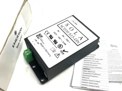 USED EMERSON, SOLA HEVI-DUTY POWER SUPPLY DIN RAIL DC-DC