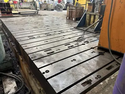 12' X 12' X 14" STEEL T-SLOTTED FLOOR PLATE: STOCK #23497