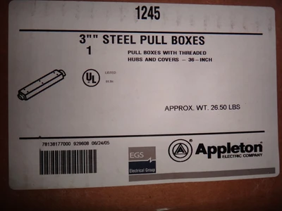 Appleton 1245 3" x 36" pull box