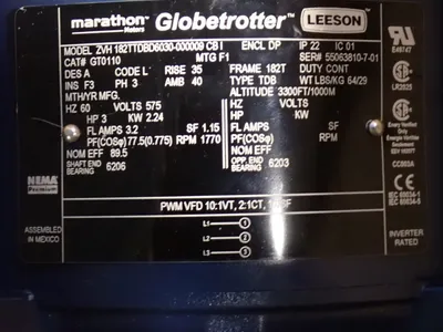 Used MARATHON MOTORS 182TTDBD6030 Motors (misc) Ohio US | HGR 24 #912611