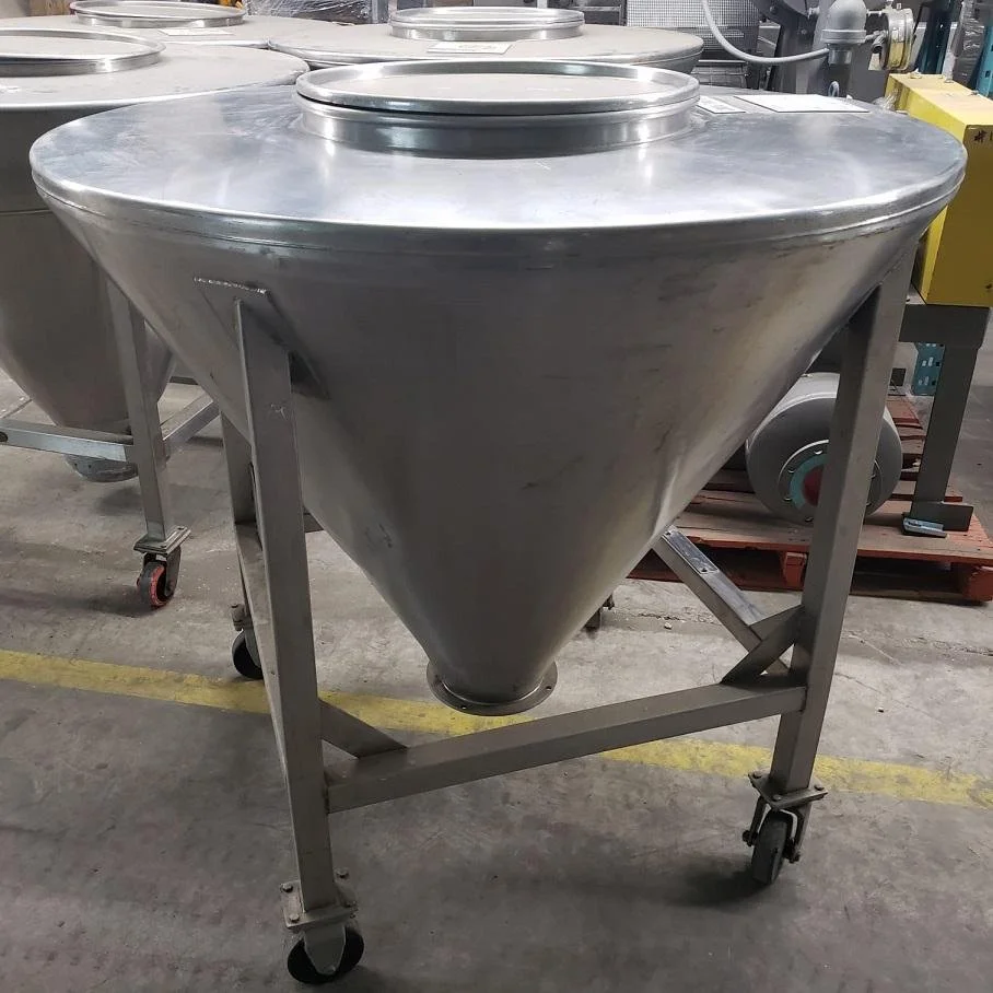 Tote Stainless Steel Cone Bin 65 gal. with 6'' Bottom Butterfly Valve # 8019