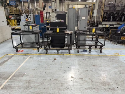 (7) Rolling Roller Conveyor Carts (Contents Excluded)