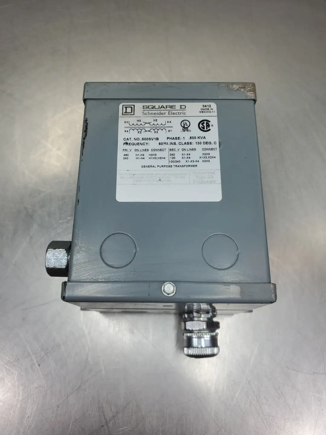 Square D 500SV1B 0.5 kVA Wall Mount Power Distribution Transformer. 1D-63