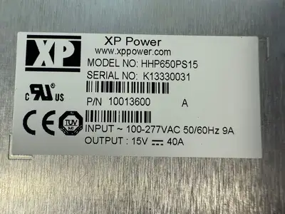 Xp Power HHP650PS15 Inp 100~277Vac 50/60Hz 9A Out 15V-40A (12.5.5)