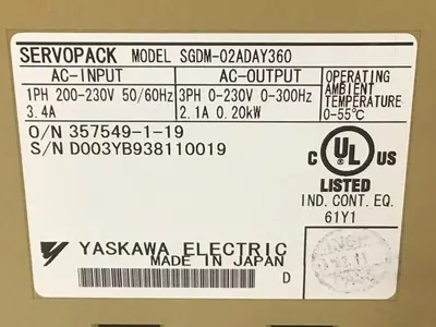 USED YASKAWA SGDM-02ADA