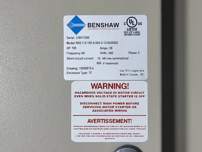 Used BENSHAW RB2-1-S-100-S-600-2-12-0000002 Switchgears British Columbia CA | Lenmark #1427041
