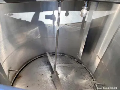 Used Chester-Jensen 600 Gallon Stainless Steel Mixing Tank | Vertical | Top Agitator | Baffled | Side Bottom Outlet