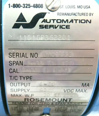 REFURBISHED ROSEMOUNT 1151GP3S22B1 PRESSURE TRANSMITTER