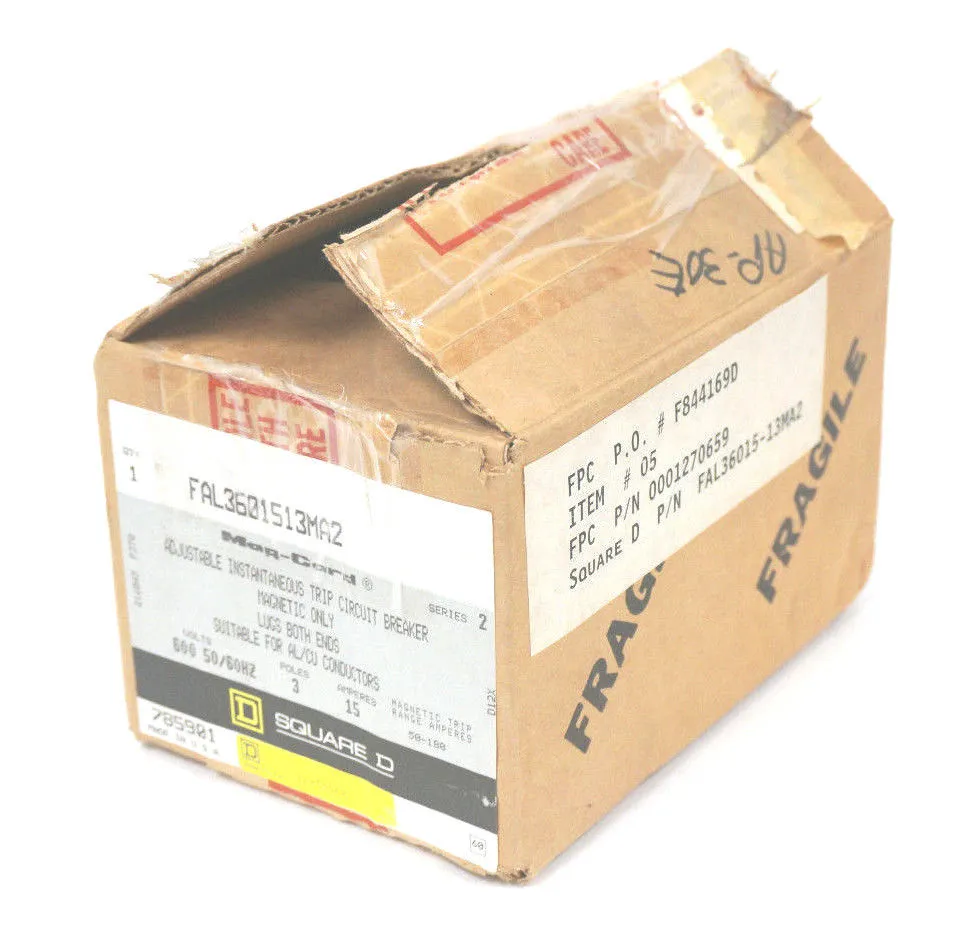 NEW SQUARE D FAL3601513MA2 CIRCUIT BREAKER 15A, 600V, 60HZ, 3 POLE