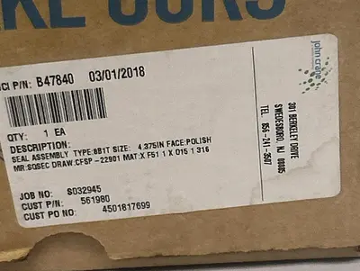 Used JOHN CRANE 8B1T Pump & Valve Parts Ohio US | Surplus Asset Holdings #1237593