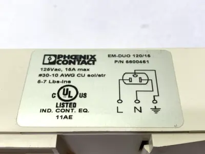 USED PHOENIX CONTACT DUAL POWER OUTLET DIN RAIL MOUNTED 125VAC 5600461