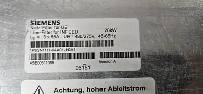 Siemens 1P6SN1111-0AA01-1CA1 Noise Filter Loc1E-6
