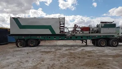 USED NATIONAL JWS-165L TRIPLEX WELL SERVICING REVERSING MUD PUMP TRAILER