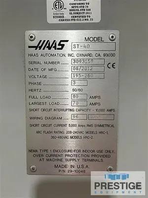 USED 2012 HAAS ST-40