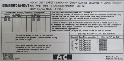 NEW EATON DEM365FDJA-00VT