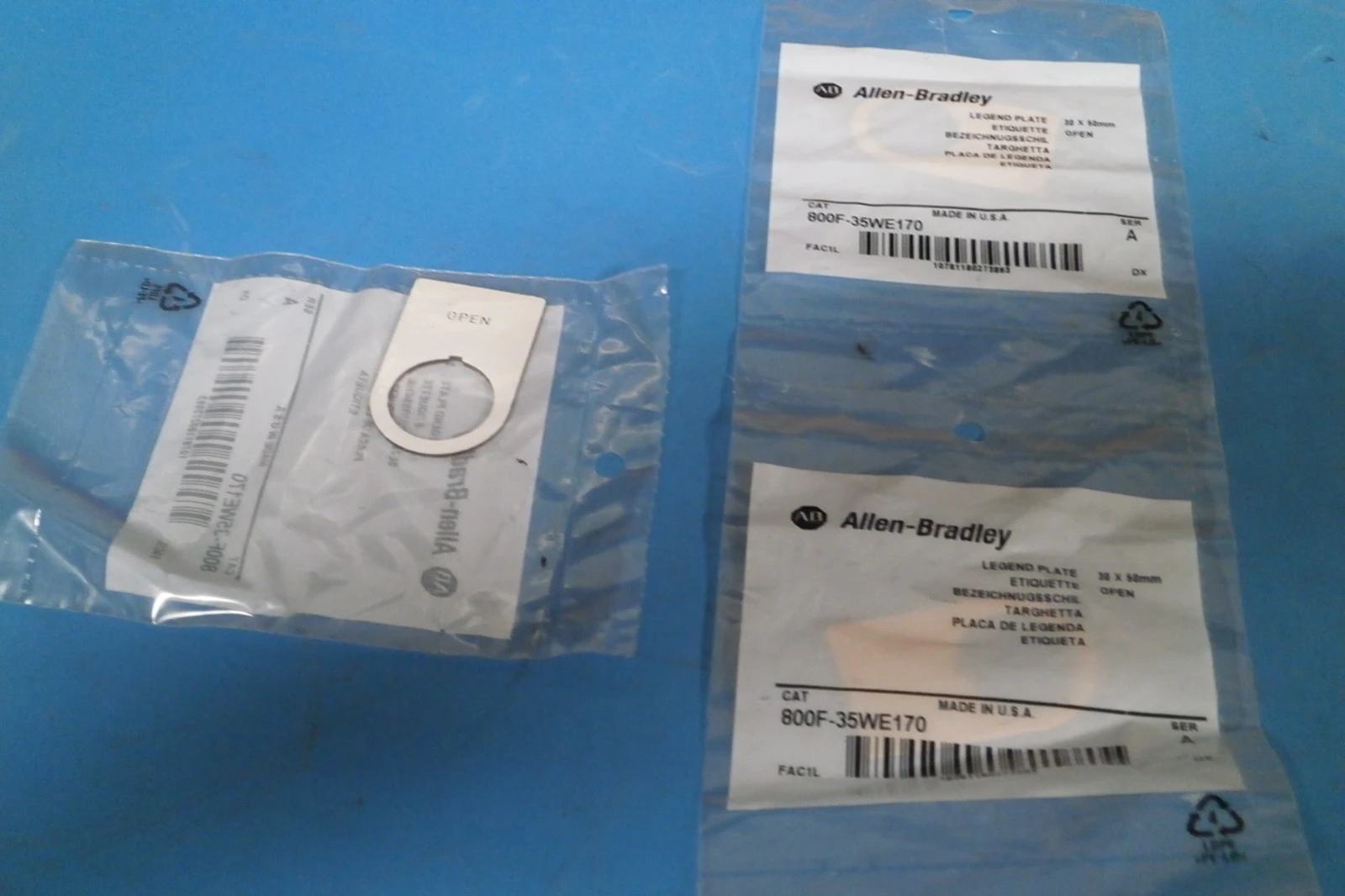 NEW ALLEN BRADLEY LEGEND PLATE OPEN ( 1 L