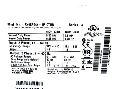 NEW RELIANCE ELECTRIC 6SP44X1P1CTNN AC DRIVE SERIES A