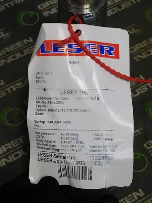 Leser 4394.2892 Compact Performance Safety Valve NPT 1/2" Flow Area 78.5 mm² New