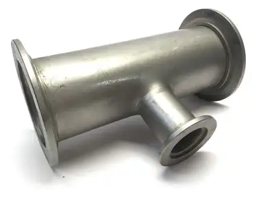 5-1/2" L, 2-15/16" OD, 1-9/16" OD | Unbranded SS 3-Way Tee Vacuum Fitting, Approx.  - Used