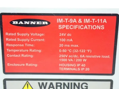 Used BANNER IMT9A Relays & Switches | HGR 24 #739816