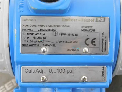 Endress+Hauser PMP71-ABC1PB1RAAAU Cerabar S Pressure Transmitter Used