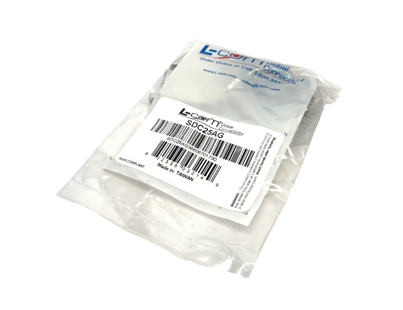SDC25AG | L-Com  Assembled D-Sub Hood Kit, DB25/HD44 Metal - New