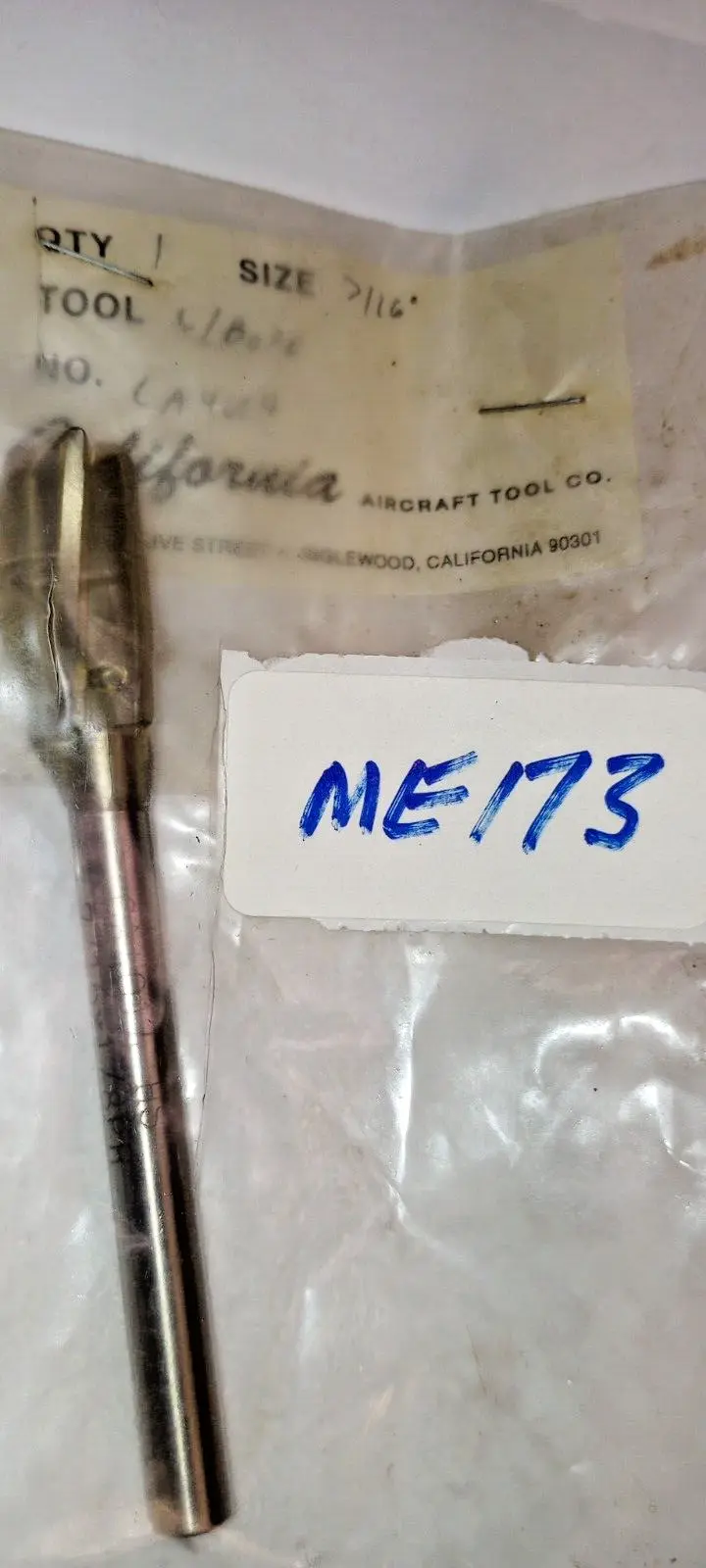 VINTAGE CALFORNIA AIRCRAFT TOOL CA4014 C  BORE 7/16" X1/8"P HHS