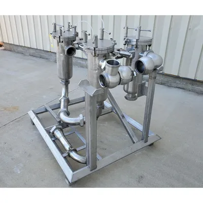 Used Stainless Steel Sanitary Basket Strainer Filter Housings [rack of three]