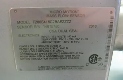 USED Micro Motion F200 S418C2BAEZZZZ