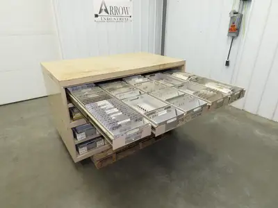 Modular Industrial Storage Cabinet 20 Drawer 61.5x38x34.5" Vintage 17x10" Trays