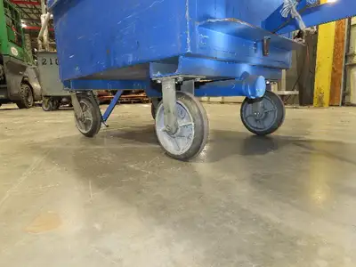 Portable Steel Hopper 1/2 Yard Tote Non-Tilt Towable Cart 36x24x27" Blue