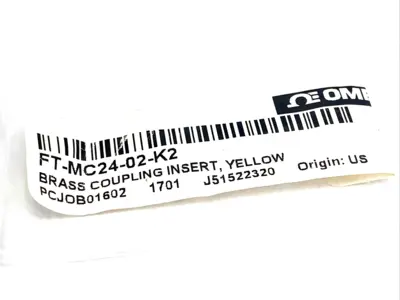 FT-MC24-02-K2 | Omega  Chrome-Plated Brass Quick Coupling Insert, Yellow, 1/8" NPT - New