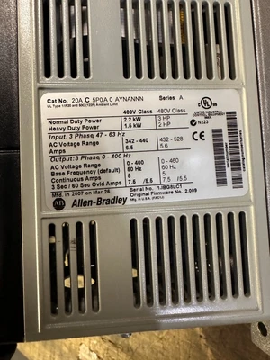 ALLEN BRADLEY 3HP VARIABLE SPEED DRIVE