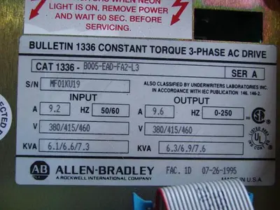 USED ALLEN BRADLEY 1336-B005-EAD-FA2-L3 SER A