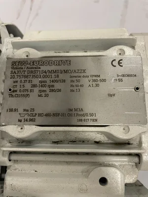Sew-Eurodrive SA37/T DRS71S4/MM03/MO/AZZK Gear Reducer / Gearmotor 10.91:1 3PH