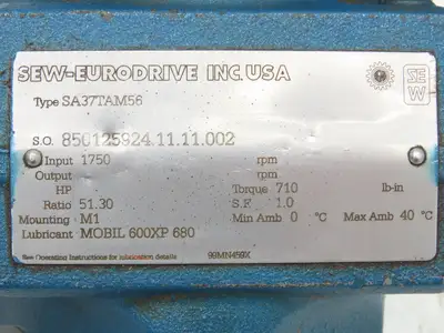 Sew Eurodrive SA37/TAM56 Helical Inline Gear Drive 51:1 Reducer Hollow Shaft 56C