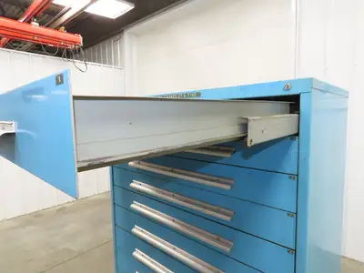 Nu-Era Modular Tool Storage Cabinet 10 Drawer 45x28x61" Blue Stanley Vidmar