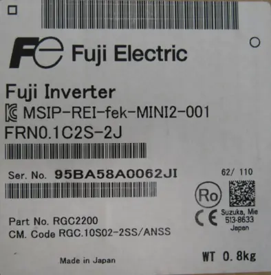 NEW FUJI ELECTRIC FRN0.1C2S-2J INVERTER MSIP-REI-FEK-MINI2-001 FRN01C2S2J