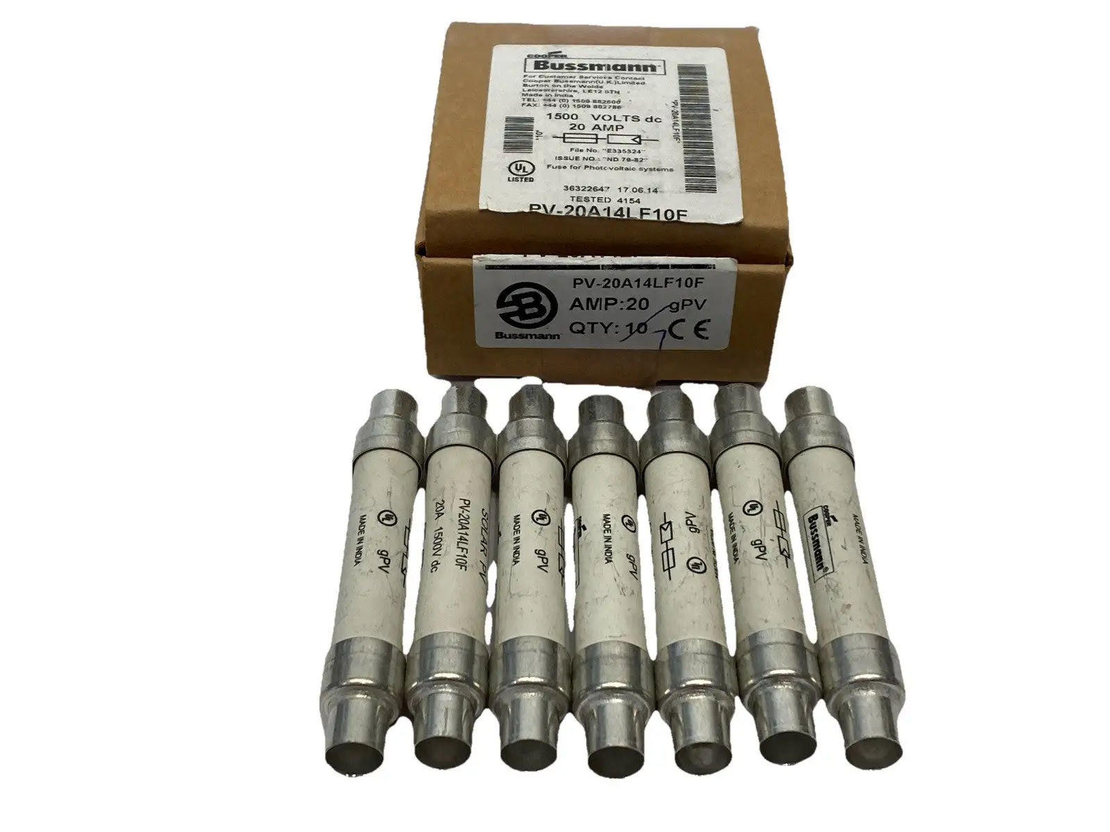 PV-20A14LF10F | Cooper Bussmann  Photovoltaic Fuse 20A 1500VDC LOT OF 7 - New Other