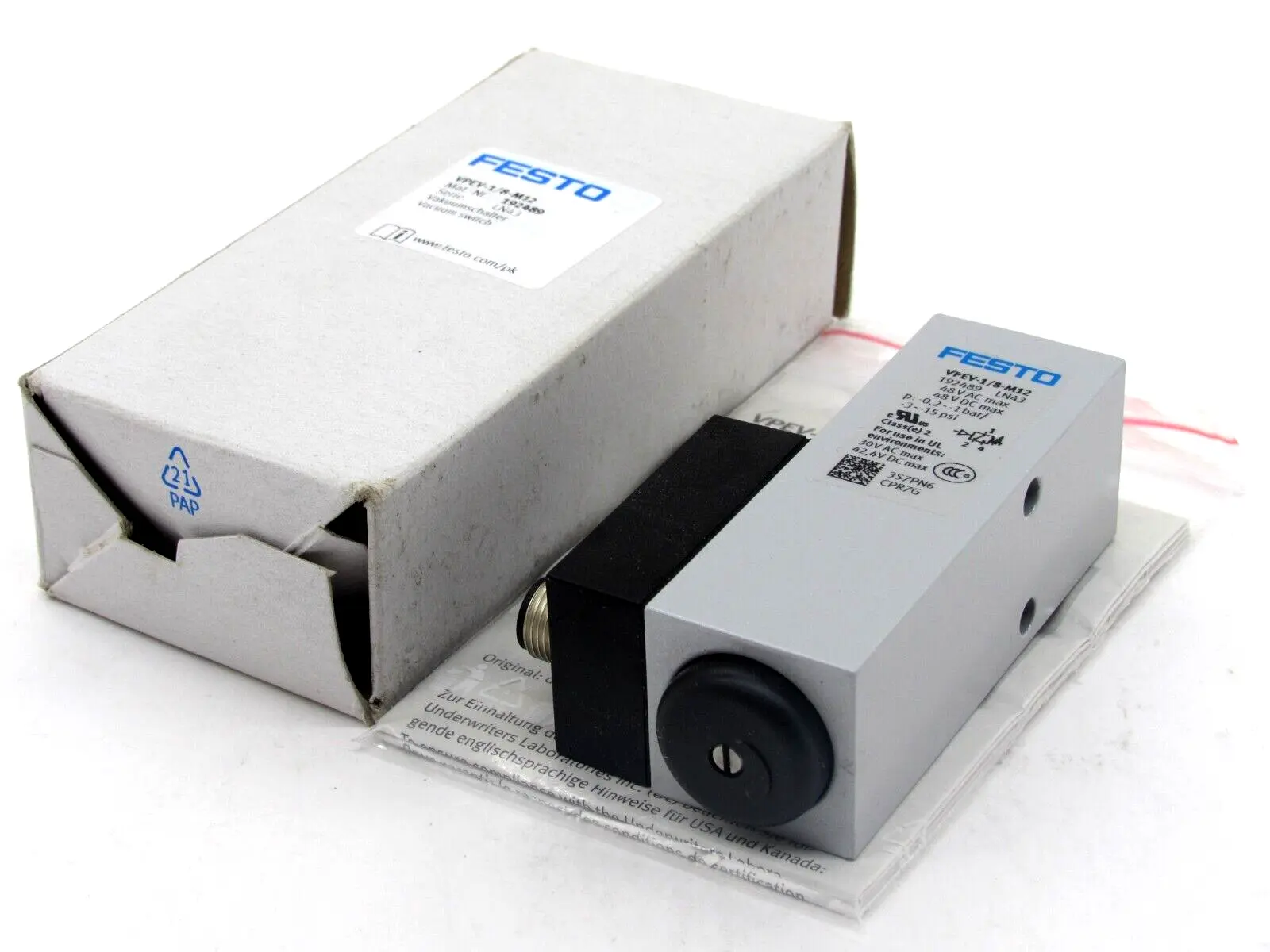 NEW FESTO VPEV-1/8-M12 VACUUM SWITCH 192489 VPEV18M12