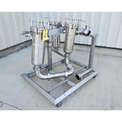 Used Stainless Steel Sanitary Basket Strainer Filter Housings [rack of three]