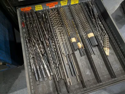 Assorted Mill & Lathe Tooling W/ 12-Drawer Modular Cabinet