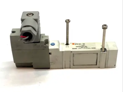 USED SMC 5-PORT SOLENOID VALVE SINGLE COIL BASE MOUNT