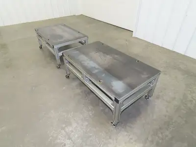 3/16" Steel Top Aluminum Table Work Cart 80/20 Extrusion T Slot 39x23" Lot of 2