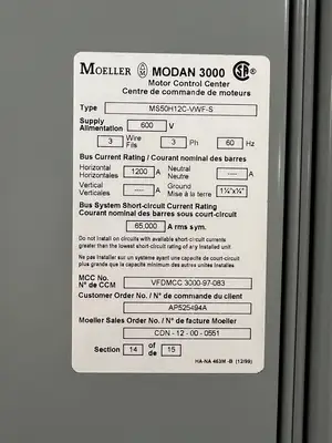Modan 3000 VFD MCC, 600V, 3-Ph, 1200A, 15 Sections